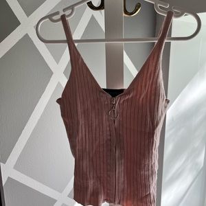 Dusty rose zipper crop top